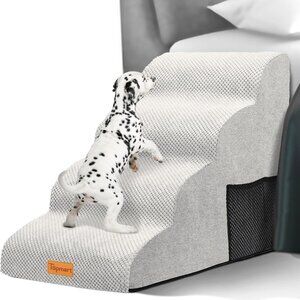 High Density Foam Dog Steps 4 Tiers,Extra Wide Deep Pet Steps